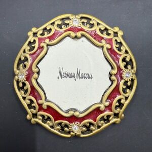 Jay Strongwater Neiman Marcus Mini Picture Frame‎ Red Gold 2" Enamel Crystals